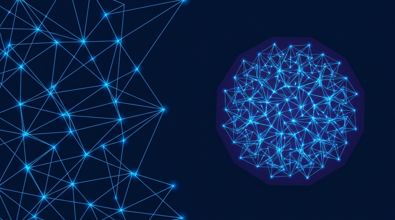 Two team structures — an external network versus an internal cluster